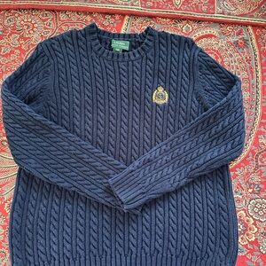 Ralph Lauren Navy Cable Knit Crewneck Sweater medium